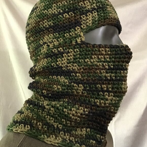 Handmade Handknit Crocheted Balaclava Crochet Hunting Mask - Picture 1 of 3